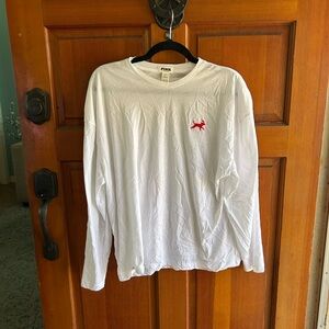 PINK Victoria's Secret White Long Sleeve Tee with Red Logo